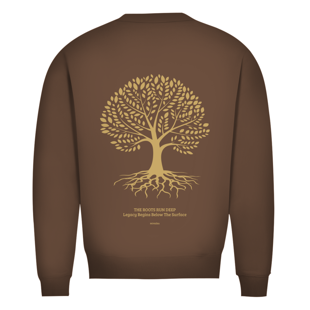 NOVAÉRA Herren Premium Bio Sweatshirt – Rundhals & Gold-Backprint „Roots Run Deep“