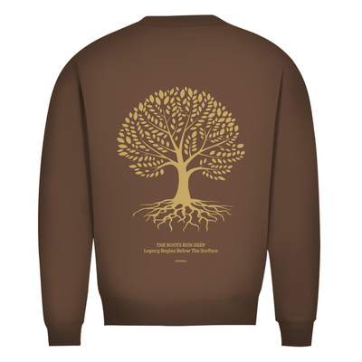 NOVAÉRA Herren Premium Bio Sweatshirt – Rundhals & Gold-Backprint „Roots Run Deep“