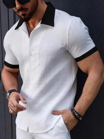 Herren Kurzarm Hemd – Pflegeleicht, 100 % Polyester, Regular Fit