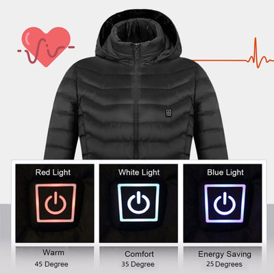 Beheizte Herrenjacke – USB Thermojacke mit Carbon-Heizsystem und Kapuze