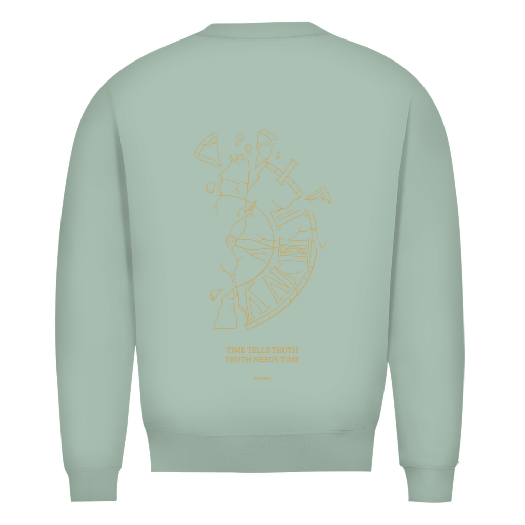 NOVAÉRA Herren Premium Bio Sweatshirt – Rundhals & Gold-Backprint „Time Tells Truth“