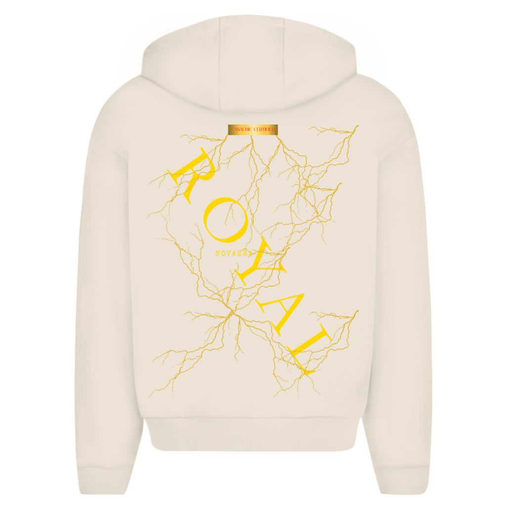 NOVAÉRA ROYAL – Oversize Zipper Hoodie mit Gold-Blitzprint (Limitiert auf 77 Stück)