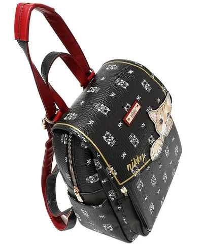 Nicole Lee Cat Rucksack aus Eco-Leder – wandelbare Damen Tasche mit Katzenmotiv