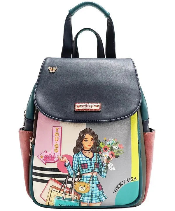 Nicole Lee Cat Rucksack aus Eco-Leder – wandelbare Damen Tasche mit Katzenmotiv