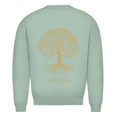 NOVAÉRA Herren Premium Bio Sweatshirt – Rundhals & Gold-Backprint „Roots Run Deep“