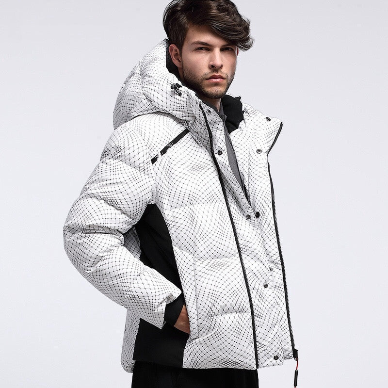 Herren Daunenjacke mit Kapuze – Kurze warme Winterjacke aus Entendaunen