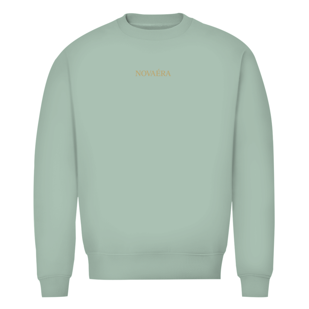 NOVAÉRA Herren Premium Bio Sweatshirt – Rundhals, Bio-Baumwolle & Kompass-Gold-Backprint