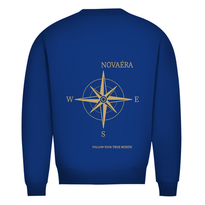 NOVAÉRA Herren Premium Bio Sweatshirt – Rundhals, Bio-Baumwolle & Kompass-Gold-Backprint