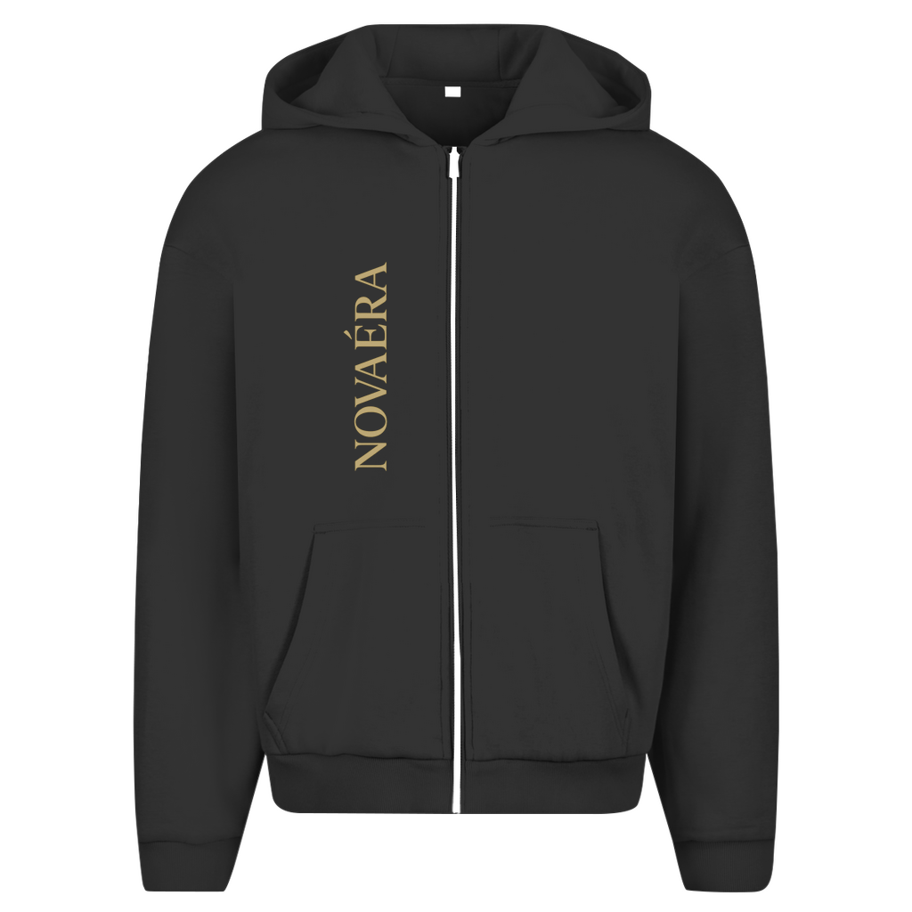 NOVAÉRA ROYAL – Oversize Zipper Hoodie mit Gold-Blitzprint (Limitiert auf 77 Stück)