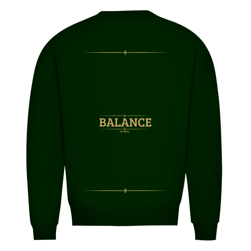 NOVAÉRA Herren Premium Bio Sweatshirt – Rundhals & Gold-Backprint „BALANCE“