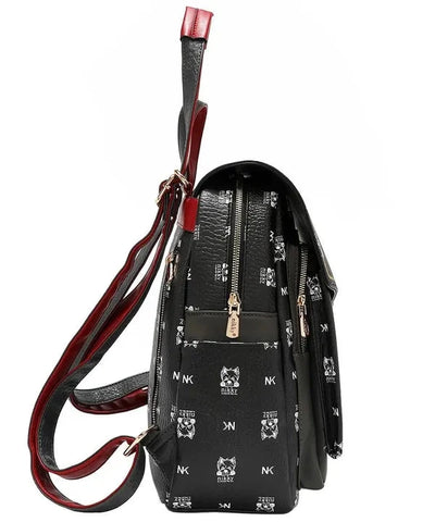 Nicole Lee Cat Rucksack aus Eco-Leder – wandelbare Damen Tasche mit Katzenmotiv