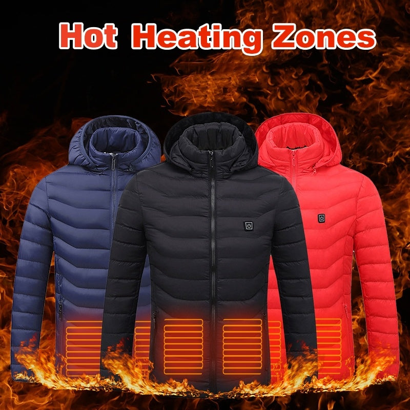 Beheizte Herrenjacke – USB Thermojacke mit Carbon-Heizsystem und Kapuze