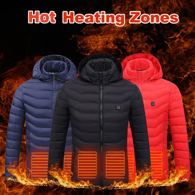 Beheizte Herrenjacke – USB Thermojacke mit Carbon-Heizsystem und Kapuze