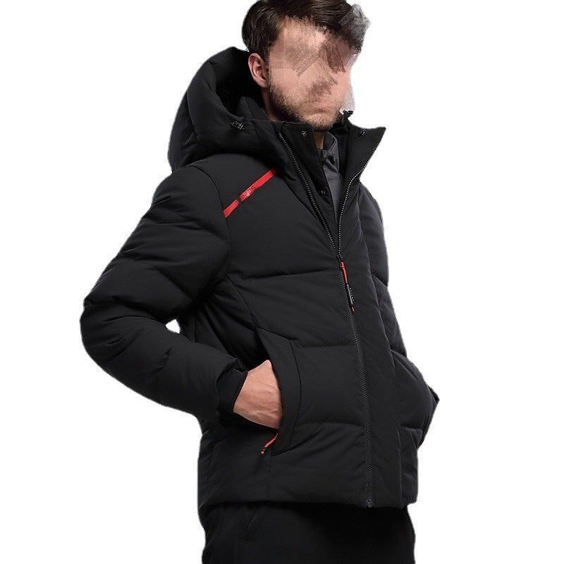 Herren Daunenjacke mit Kapuze – Kurze warme Winterjacke aus Entendaunen