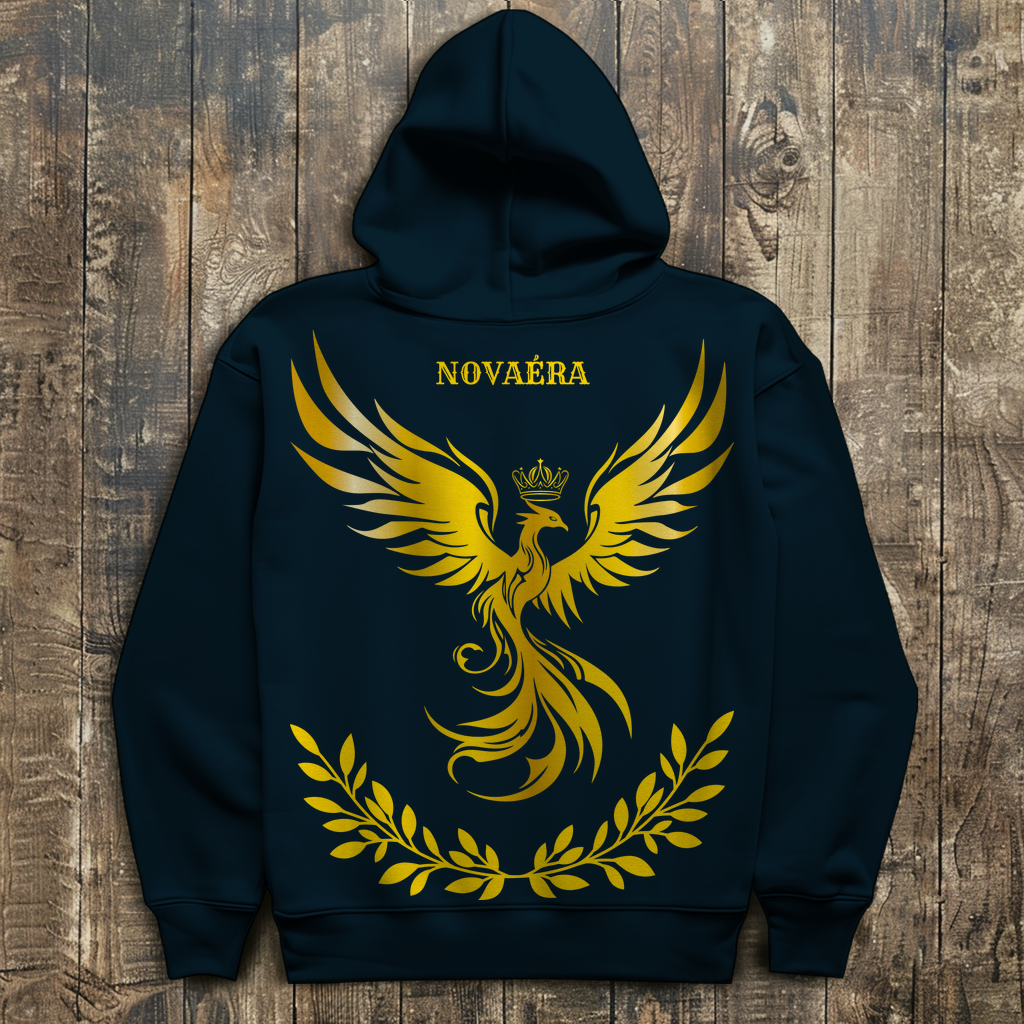 NOVAÉRA – PHÖNIX Herren Hoodie mit goldener Rebirth-Symbolik