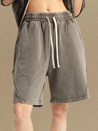 Men's Casual Washed Cotton Shorts mit Kordelzug & Taschen – Sommer Basic