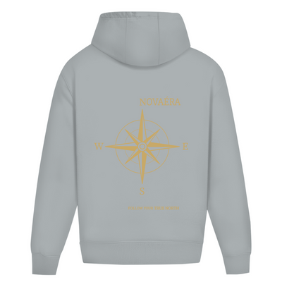 NOVAÉRA Herren Premium Bio Sweatshirt – Rundhals, Bio-Baumwolle & Kompass-Gold-Backprint