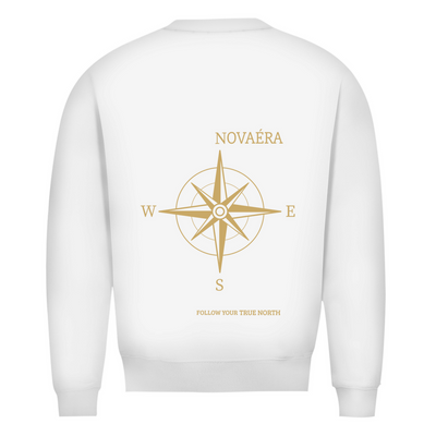 NOVAÉRA Herren Premium Bio Sweatshirt – Rundhals, Bio-Baumwolle & Kompass-Gold-Backprint