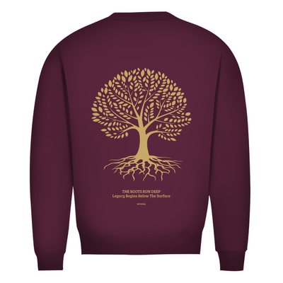 NOVAÉRA Herren Premium Bio Sweatshirt – Rundhals & Gold-Backprint „Roots Run Deep“