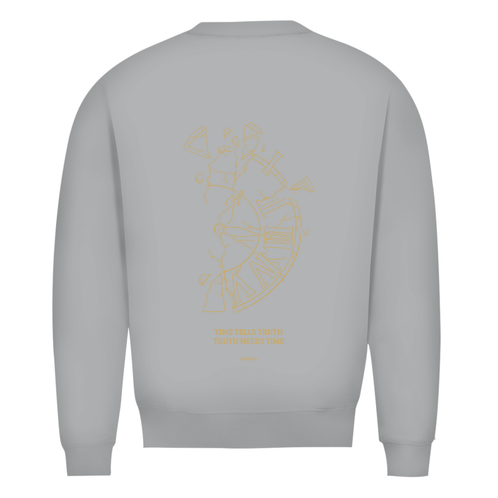 NOVAÉRA Herren Premium Bio Sweatshirt – Rundhals & Gold-Backprint „Time Tells Truth“