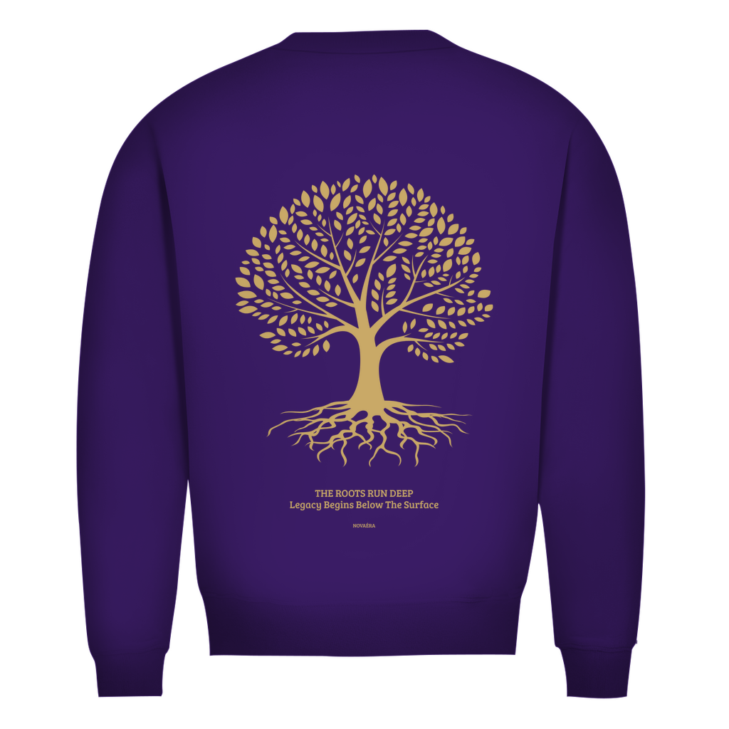 NOVAÉRA Herren Premium Bio Sweatshirt – Rundhals & Gold-Backprint „Roots Run Deep“