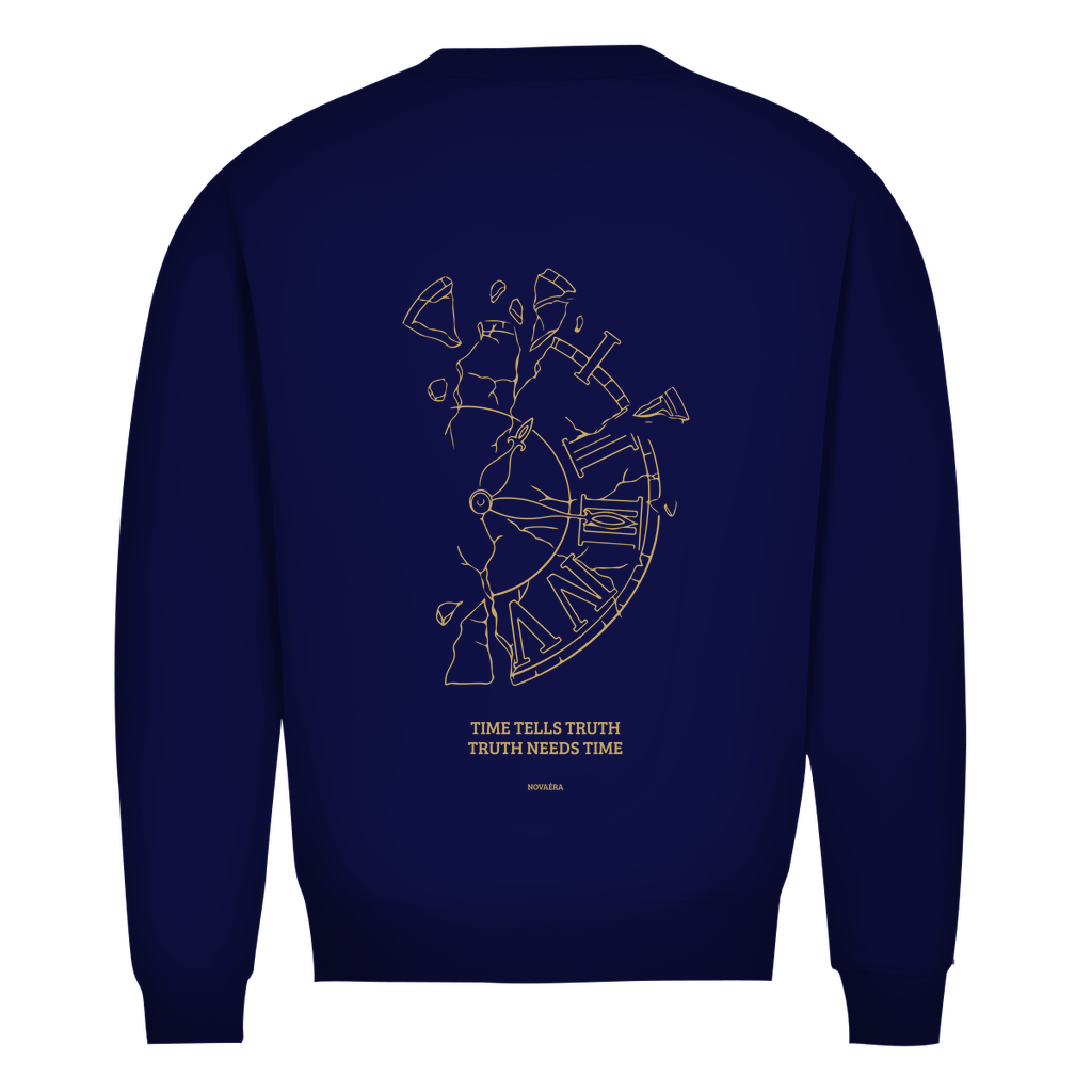 NOVAÉRA Herren Premium Bio Sweatshirt – Rundhals & Gold-Backprint „Time Tells Truth“