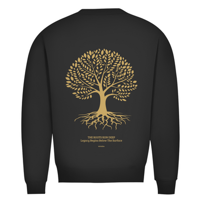 NOVAÉRA Herren Premium Bio Sweatshirt – Rundhals & Gold-Backprint „Roots Run Deep“