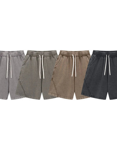 Men's Casual Washed Cotton Shorts mit Kordelzug & Taschen – Sommer Basic