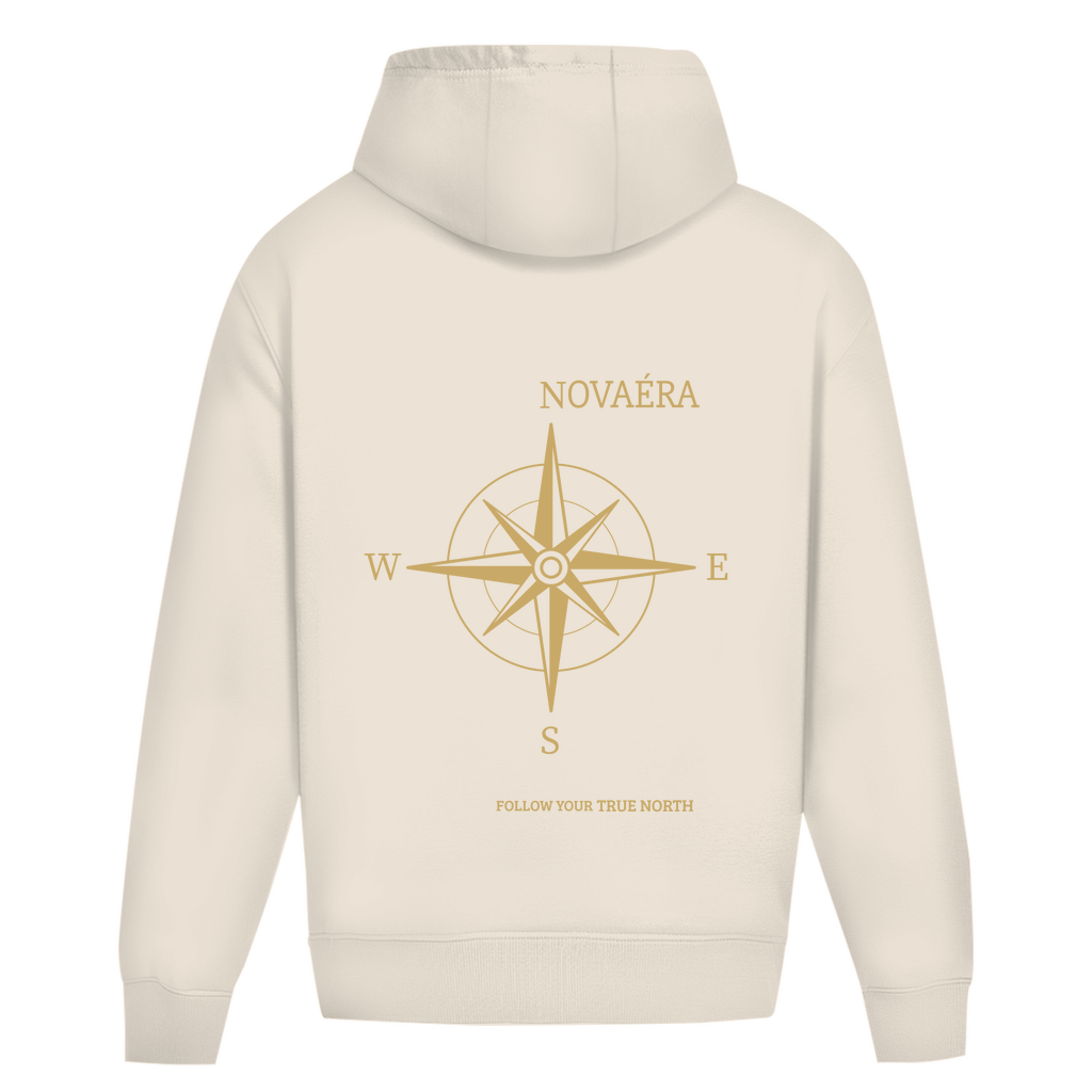 NOVAÉRA Herren Premium Bio Sweatshirt – Rundhals, Bio-Baumwolle & Kompass-Gold-Backprint