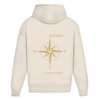 NOVAÉRA Herren Premium Bio Sweatshirt – Rundhals, Bio-Baumwolle & Kompass-Gold-Backprint
