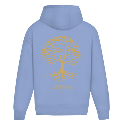 NOVAÉRA Oversize Hoodie ohne Kordel – Schwerer Stoff & Gold-Backprint „Roots Run Deep“