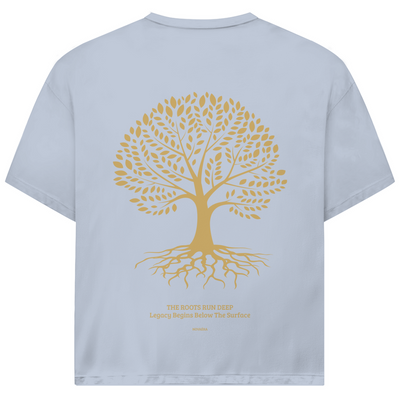 NOVAÉRA Oversize T-Shirt – Bio-Baumwolle & Gold-Backprint „Roots Run Deep“