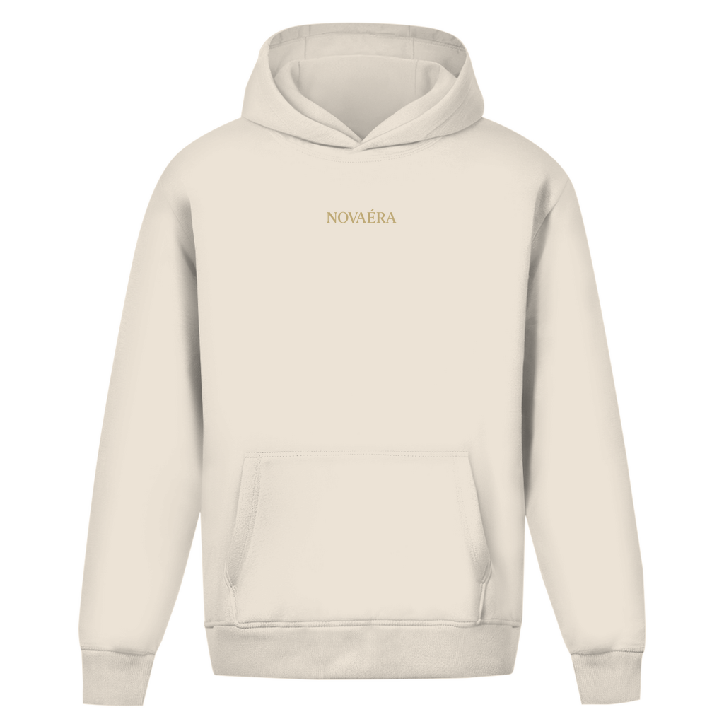 NOVAÉRA Oversize Hoodie ohne Kordel – Gold-Backprint KOORDINATEN