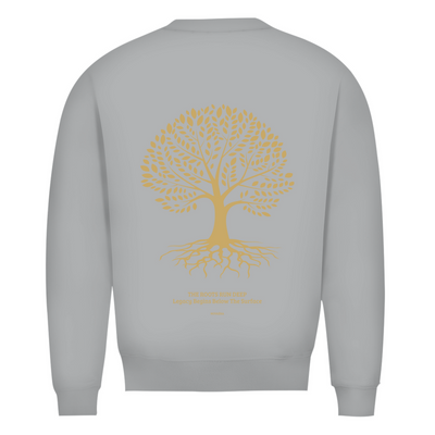 NOVAÉRA Herren Premium Bio Sweatshirt – Rundhals & Gold-Backprint „Roots Run Deep“