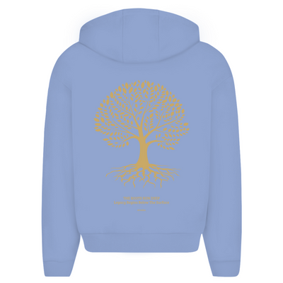 NOVAÉRA Herren Oversize Zipper Hoodie – Fluffy Komfort & Gold-Backprint „Roots Run Deep“