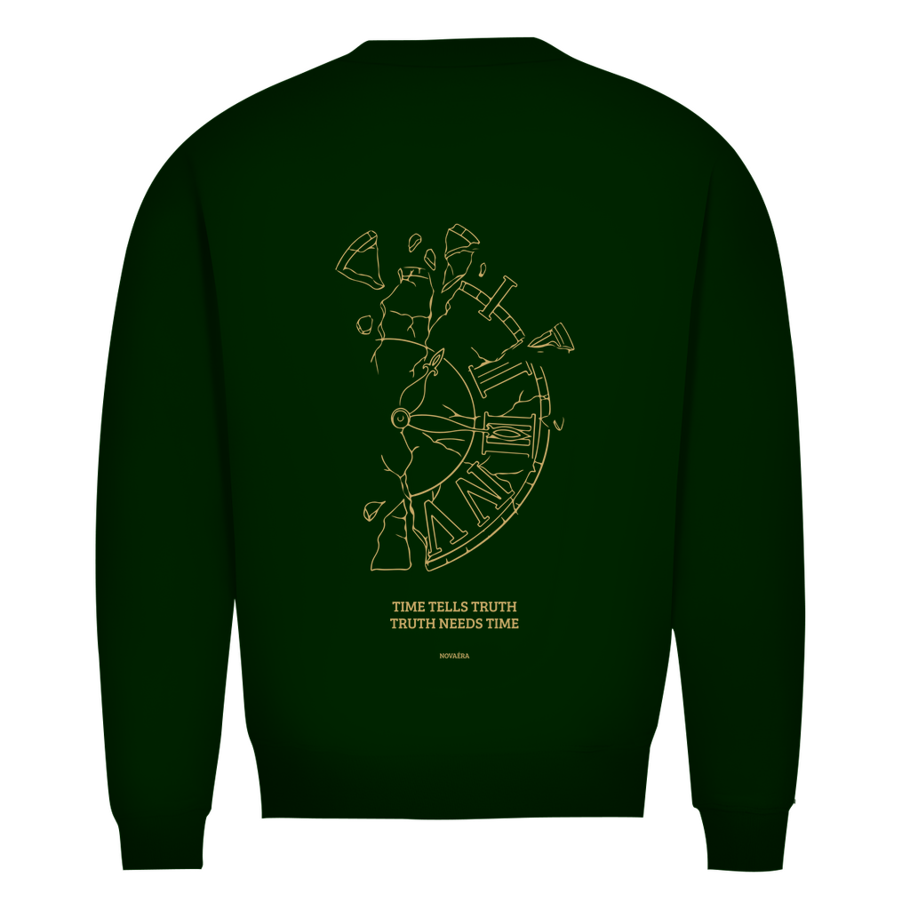 NOVAÉRA Herren Premium Bio Sweatshirt – Rundhals & Gold-Backprint „Time Tells Truth“