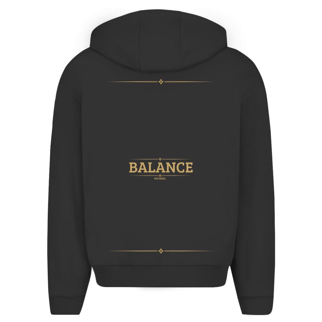 Oversize Zipper Hoodie BALANCE –  Hoodie mit Gold Backprint BALANCE | NOVAÉRA