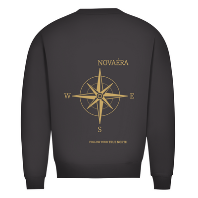 NOVAÉRA Herren Premium Bio Sweatshirt – Rundhals, Bio-Baumwolle & Kompass-Gold-Backprint