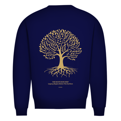 NOVAÉRA Herren Premium Bio Sweatshirt – Rundhals & Gold-Backprint „Roots Run Deep“