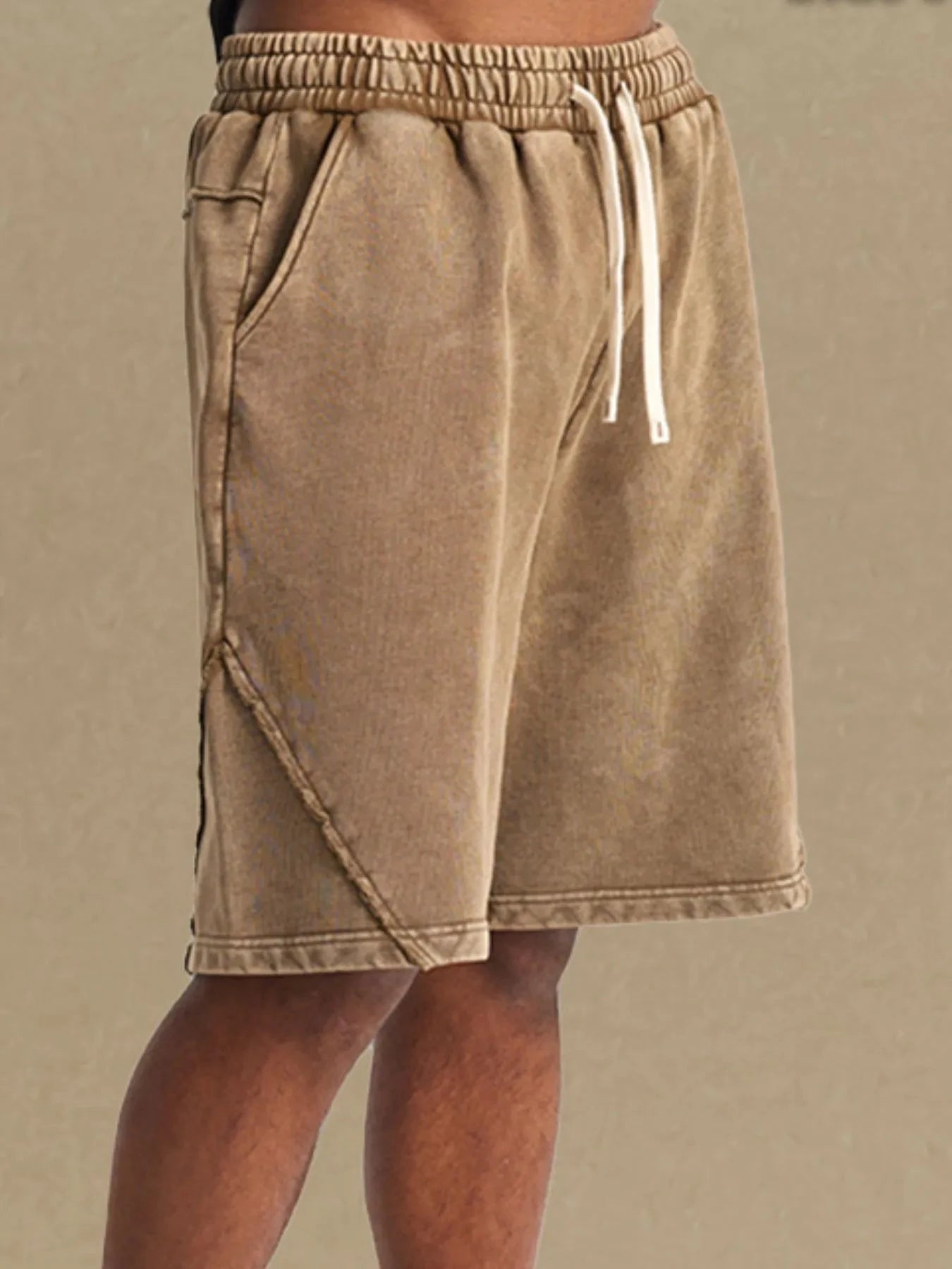 Men's Casual Washed Cotton Shorts mit Kordelzug & Taschen – Sommer Basic