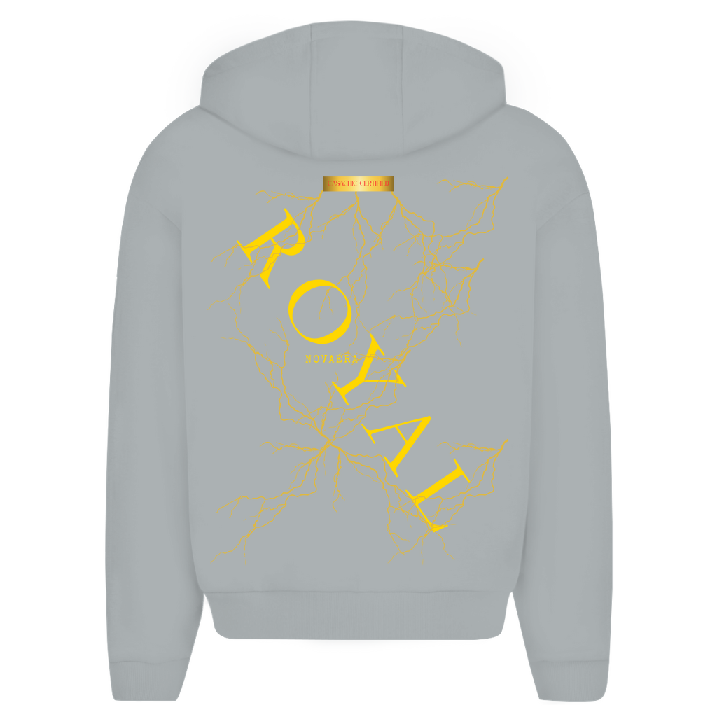 NOVAÉRA ROYAL – Oversize Zipper Hoodie mit Gold-Blitzprint (Limitiert auf 77 Stück)