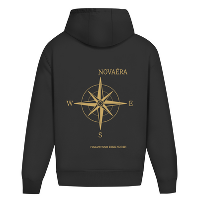 NOVAÉRA Herren Premium Bio Sweatshirt – Rundhals, Bio-Baumwolle & Kompass-Gold-Backprint