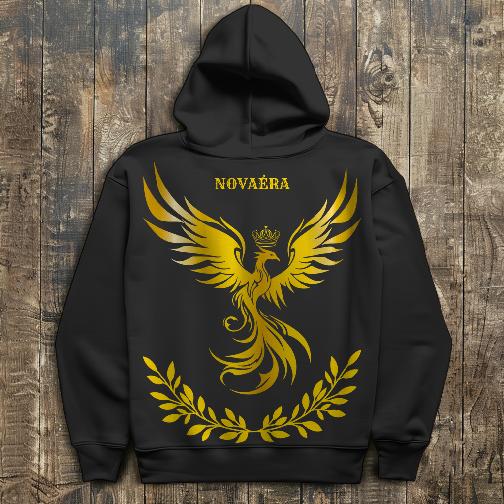NOVAÉRA – PHÖNIX Herren Hoodie mit goldener Rebirth-Symbolik