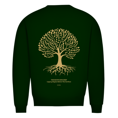 NOVAÉRA Herren Premium Bio Sweatshirt – Rundhals & Gold-Backprint „Roots Run Deep“