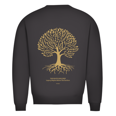 NOVAÉRA Herren Premium Bio Sweatshirt – Rundhals & Gold-Backprint „Roots Run Deep“