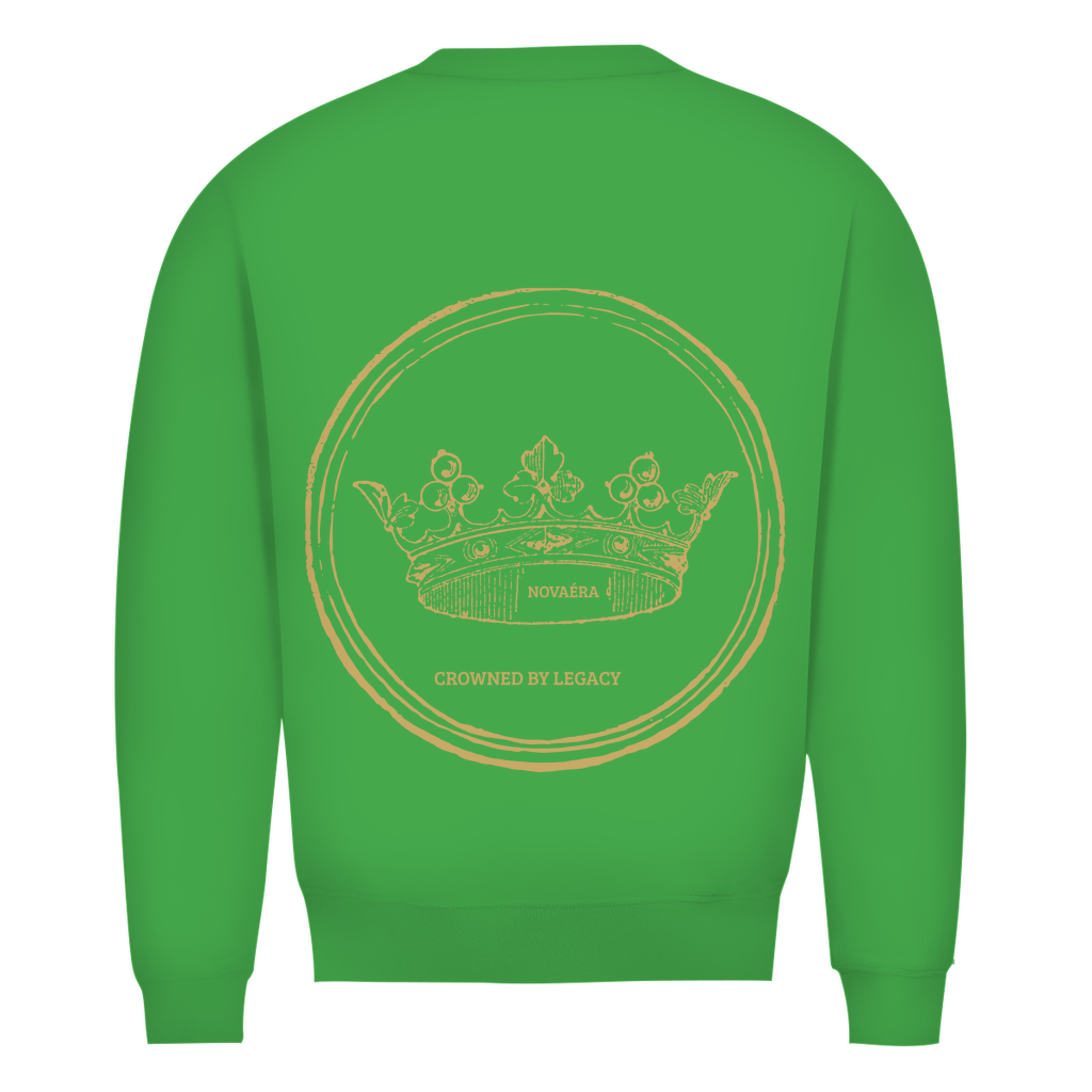 NOVAÉRA Herren Premium Bio Sweatshirt – Rundhals & Gold-Backprint „Crowned by Legacy“