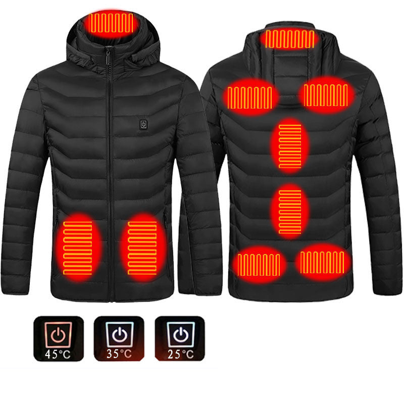 Beheizte Herrenjacke – USB Thermojacke mit Carbon-Heizsystem und Kapuze