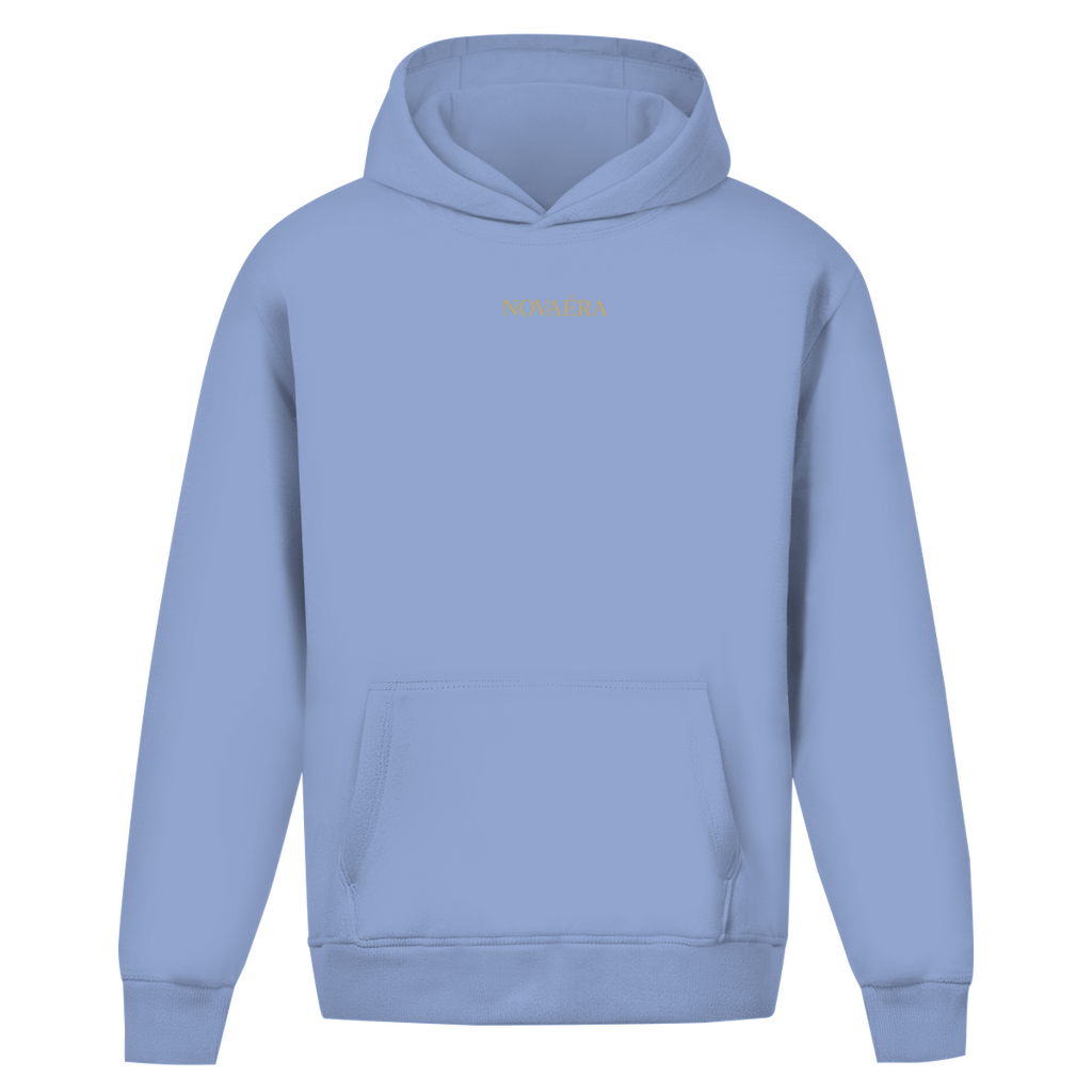 NOVAÉRA Oversize Hoodie ohne Kordel – Schwerer Stoff & Gold-Backprint „Roots Run Deep“