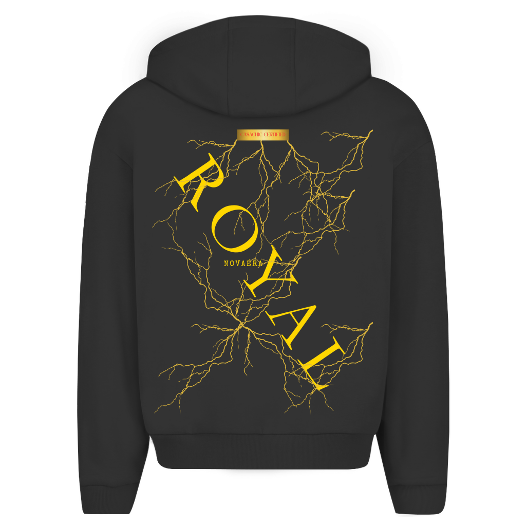 NOVAÉRA ROYAL – Oversize Zipper Hoodie mit Gold-Blitzprint (Limitiert auf 77 Stück)
