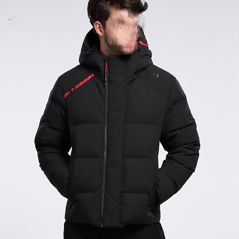 Herren Daunenjacke mit Kapuze – Kurze warme Winterjacke aus Entendaunen